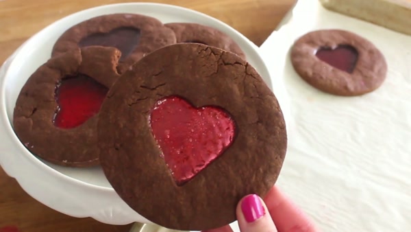 Chocolate heart window cookies